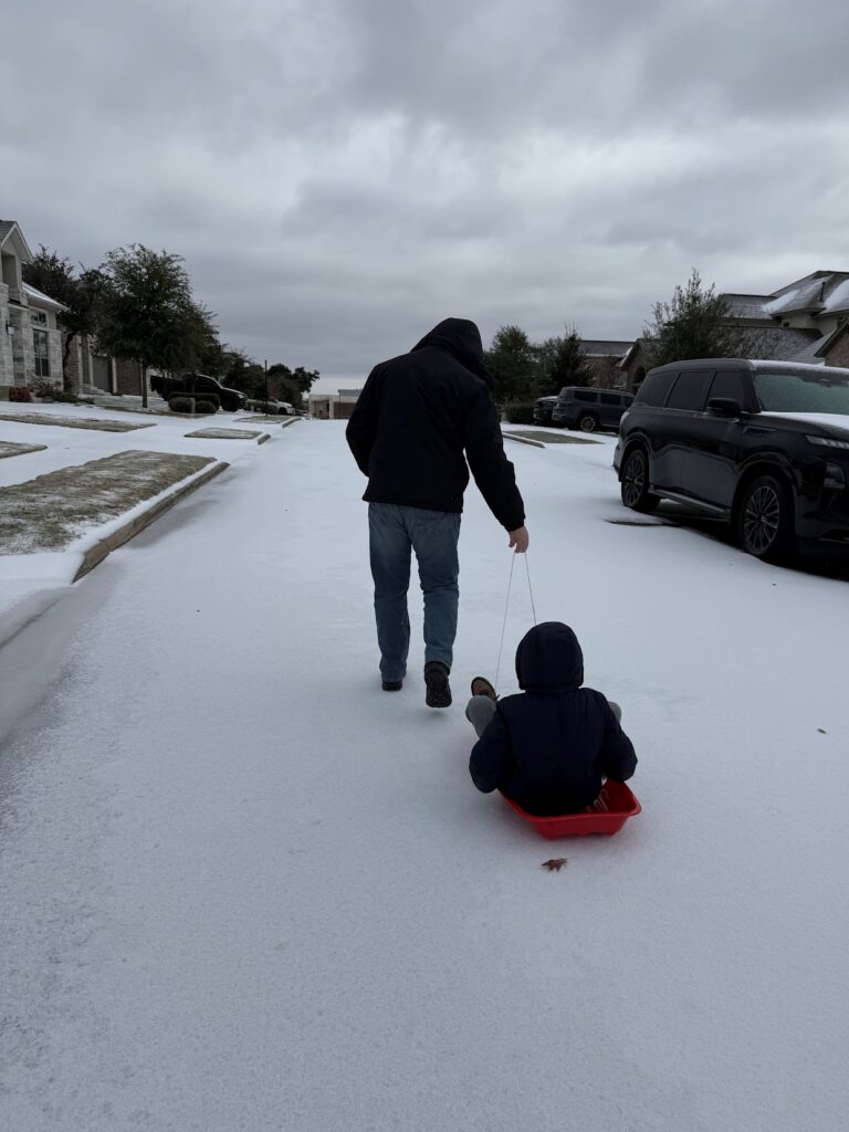 Sledding in freezing weather