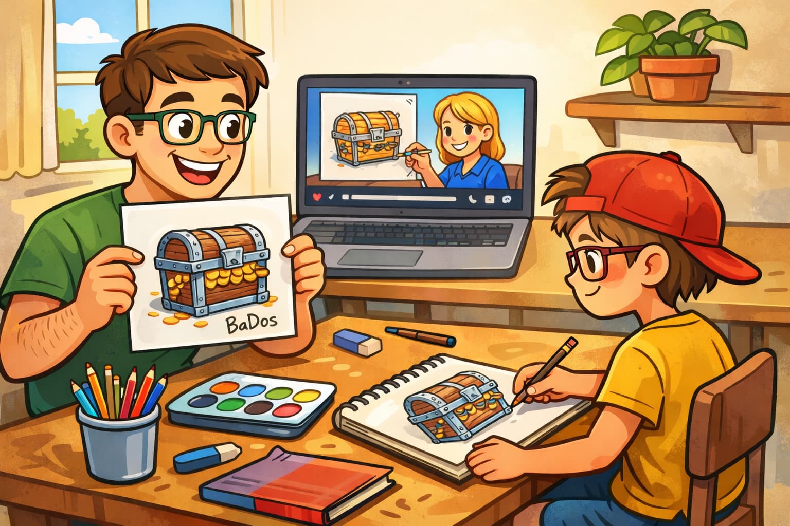 Simply draw a treasure chest post