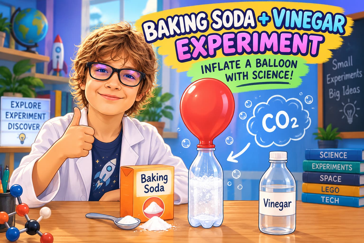 Baking soda and vinegar balloon experiment