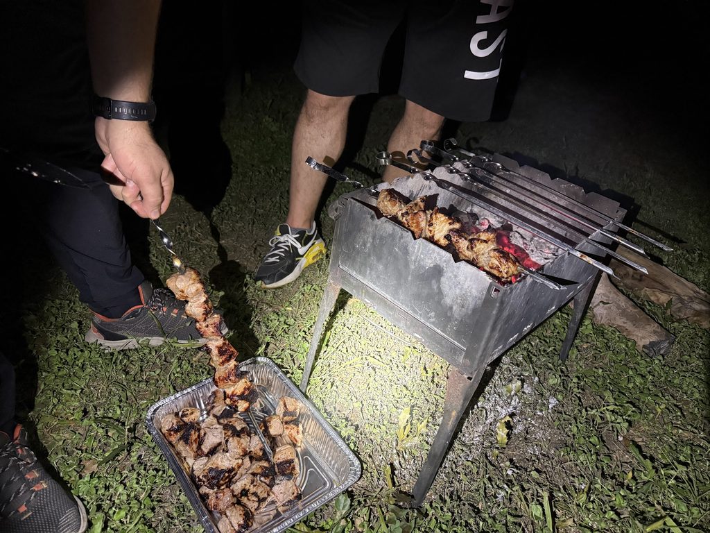 Hooray, the shashlik is ready!